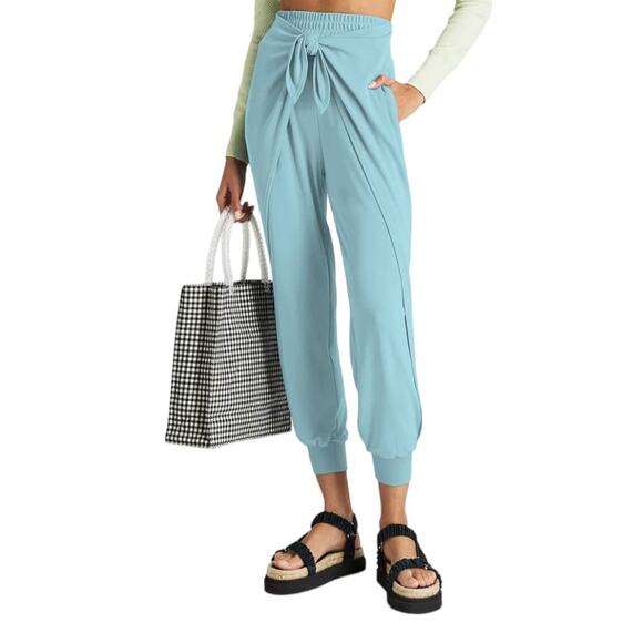 Cinq a Sept pants Gizele tie front jersey tapered blue X-Small XS - Picture 1 of 5